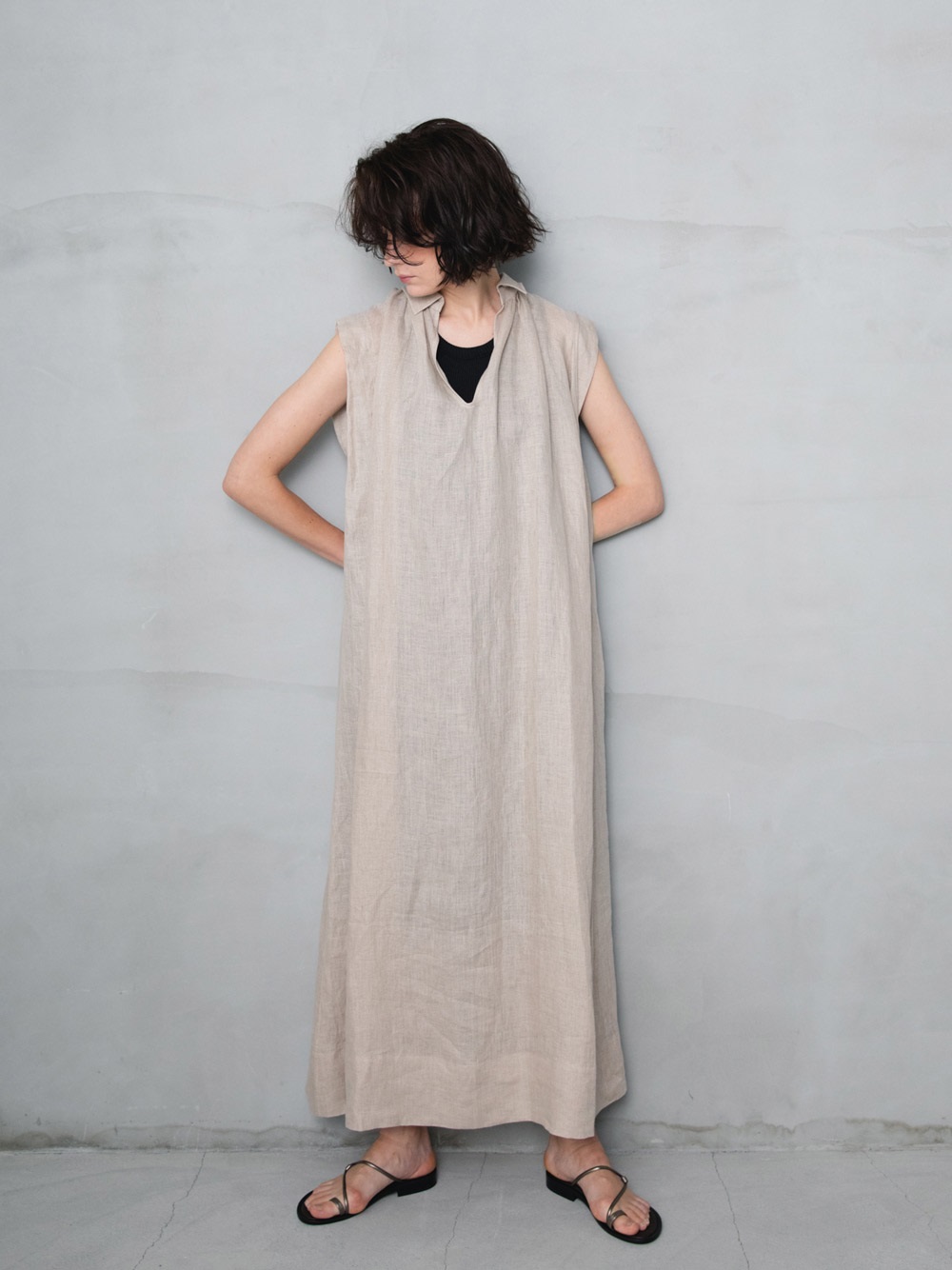 Linen Dress(82ベージュ-フリー)