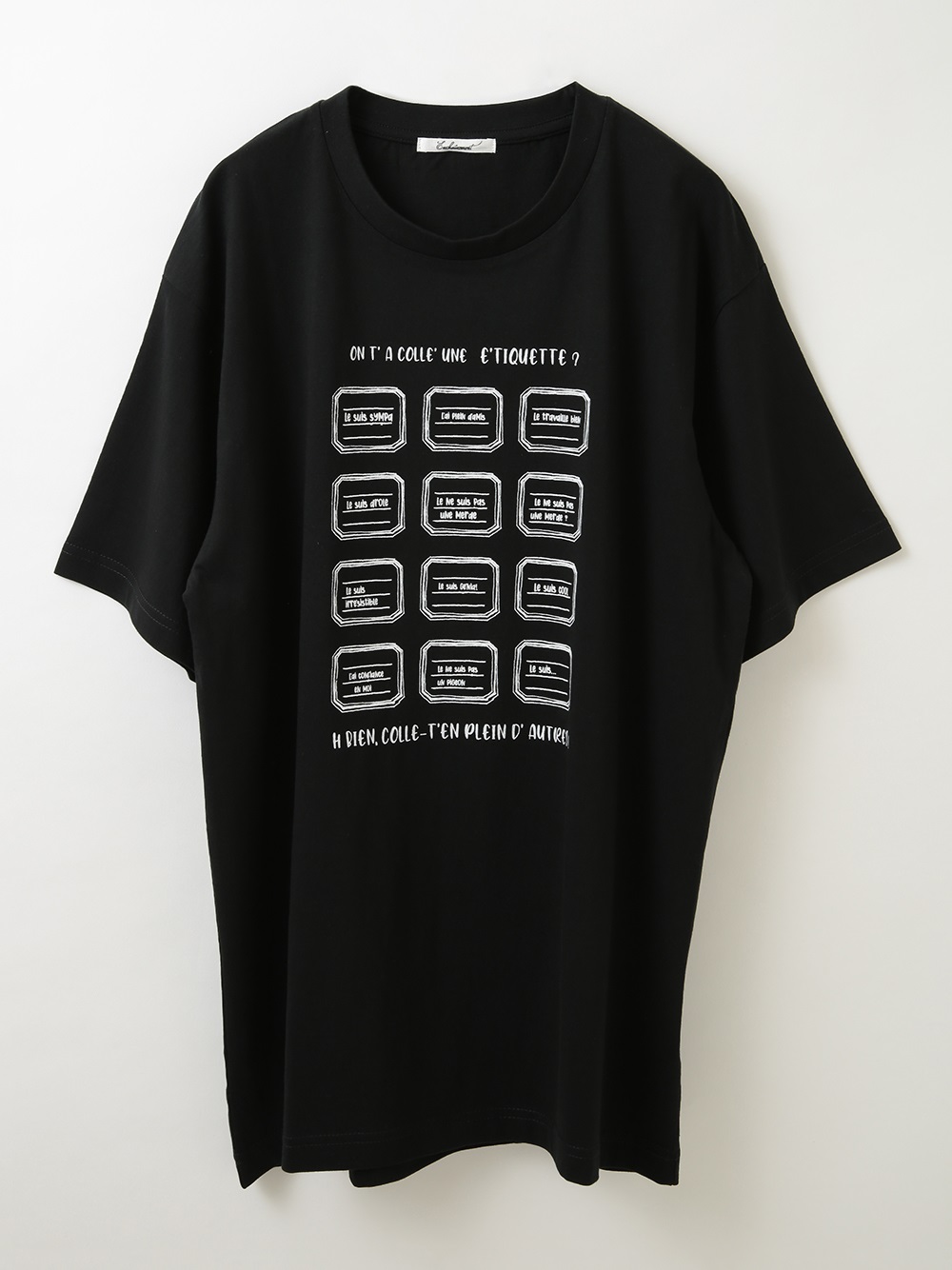 Label Print T-shirt(00ブラック-フリー)