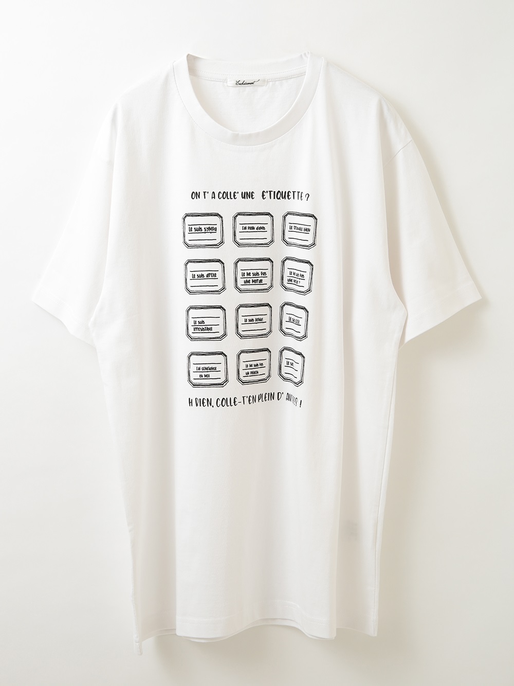 Label Print T-shirt(02ホワイト-フリー)