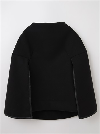 Faux Leather Trim Cape Top　(00ブラック-フリー)