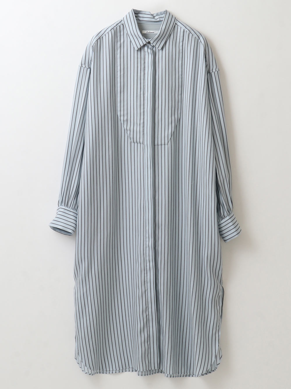 Stripe Bosom Shirt Dress(72サックスブルー-フリー)