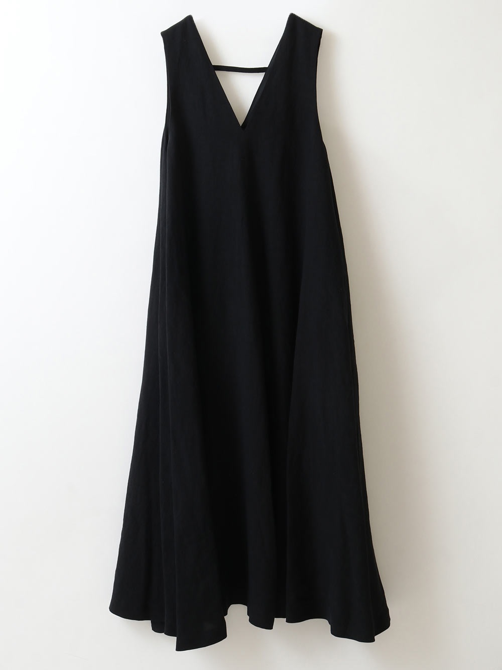 Linen V-Neck Flare Dress(00クロ-フリー)