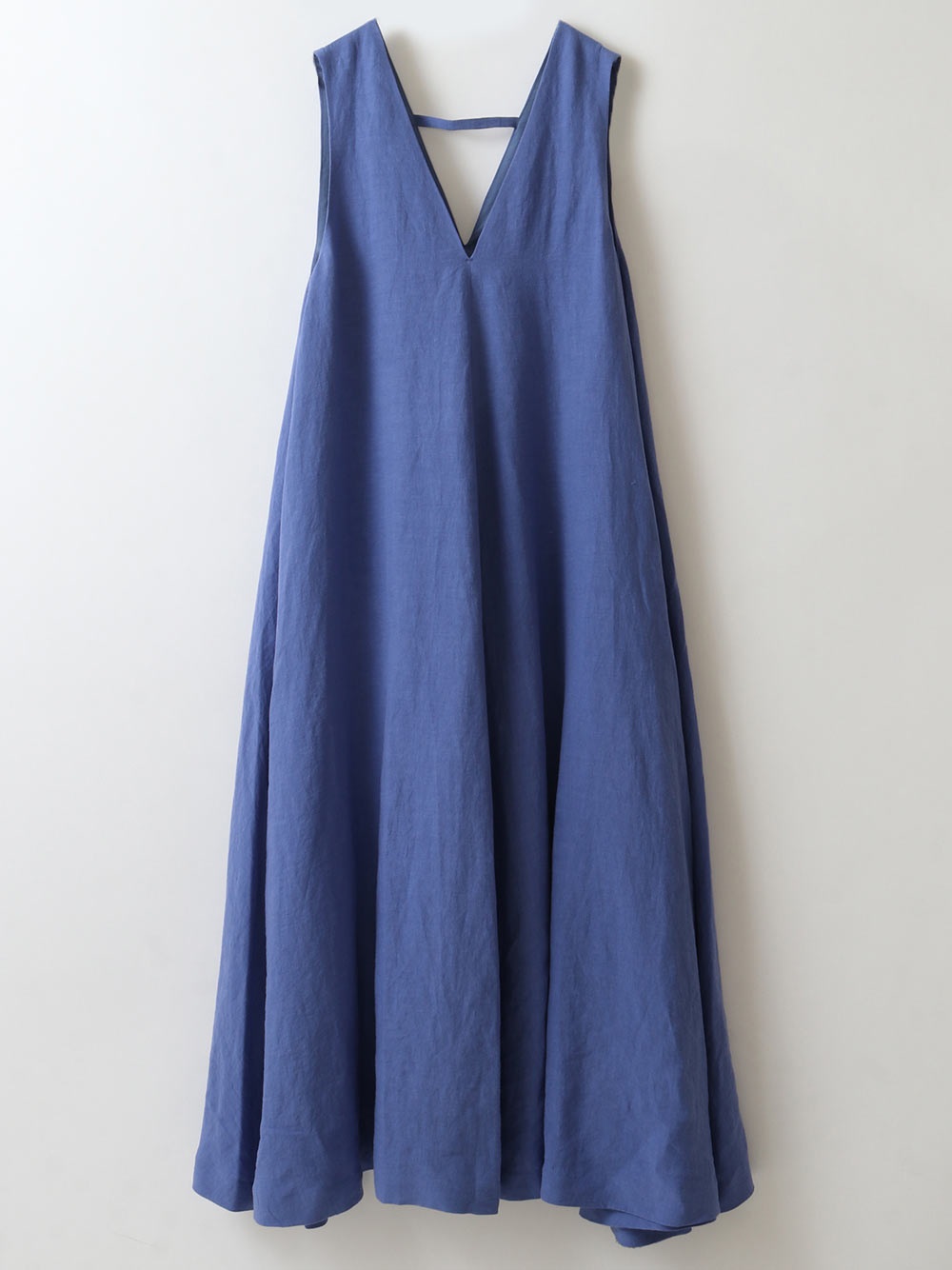 Linen V-Neck Flare Dress(71ブルー-フリー)