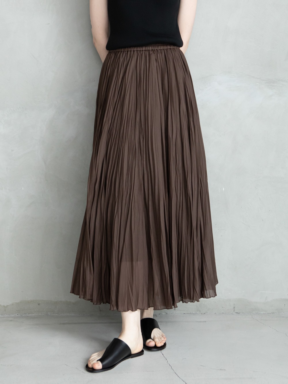 Silk Cotton Pleated Skirt