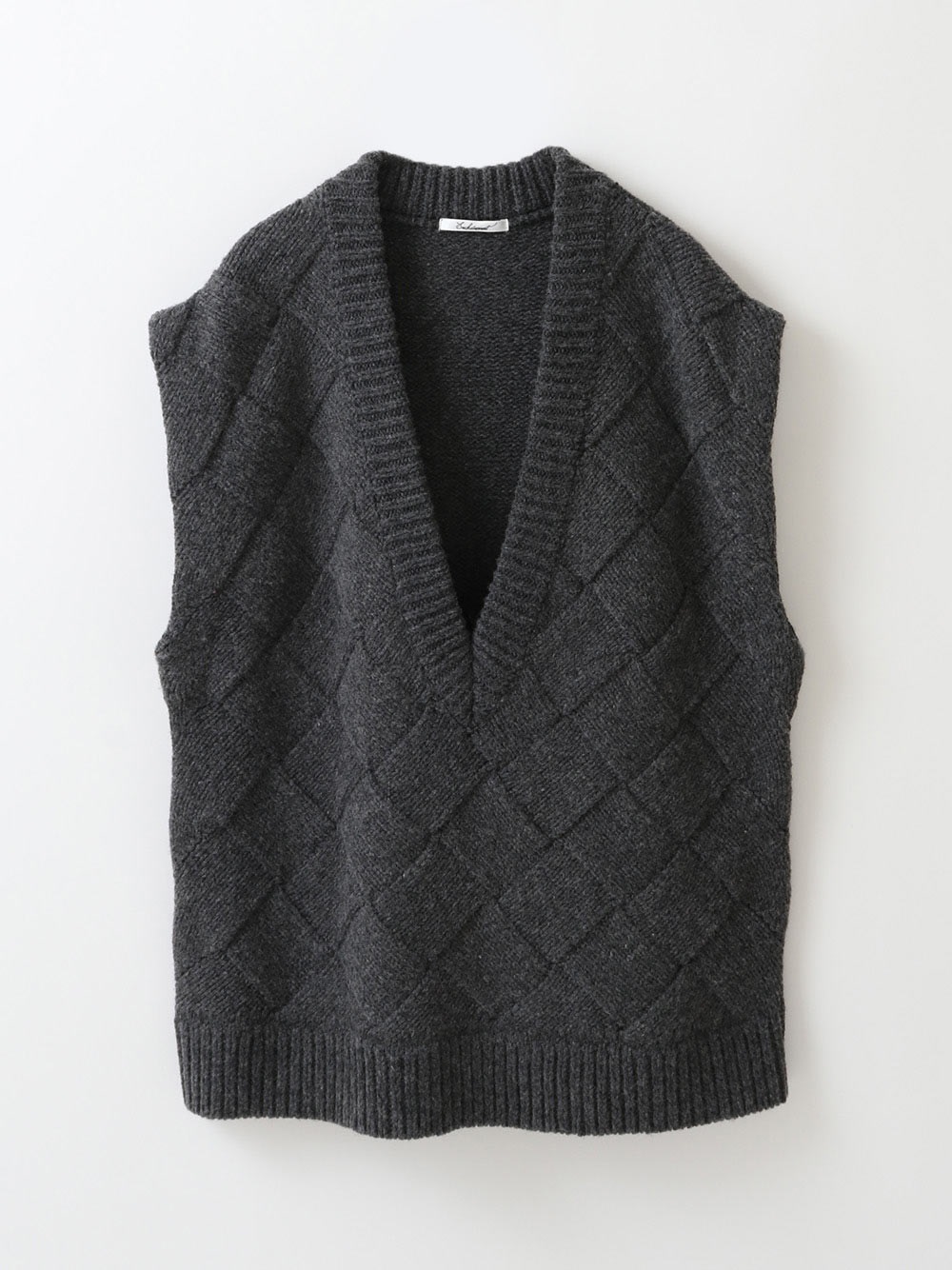Block Knit Vest(10チャコールグレー-フリー)