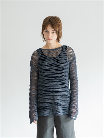 Cotton Mesh Knit Pullover
