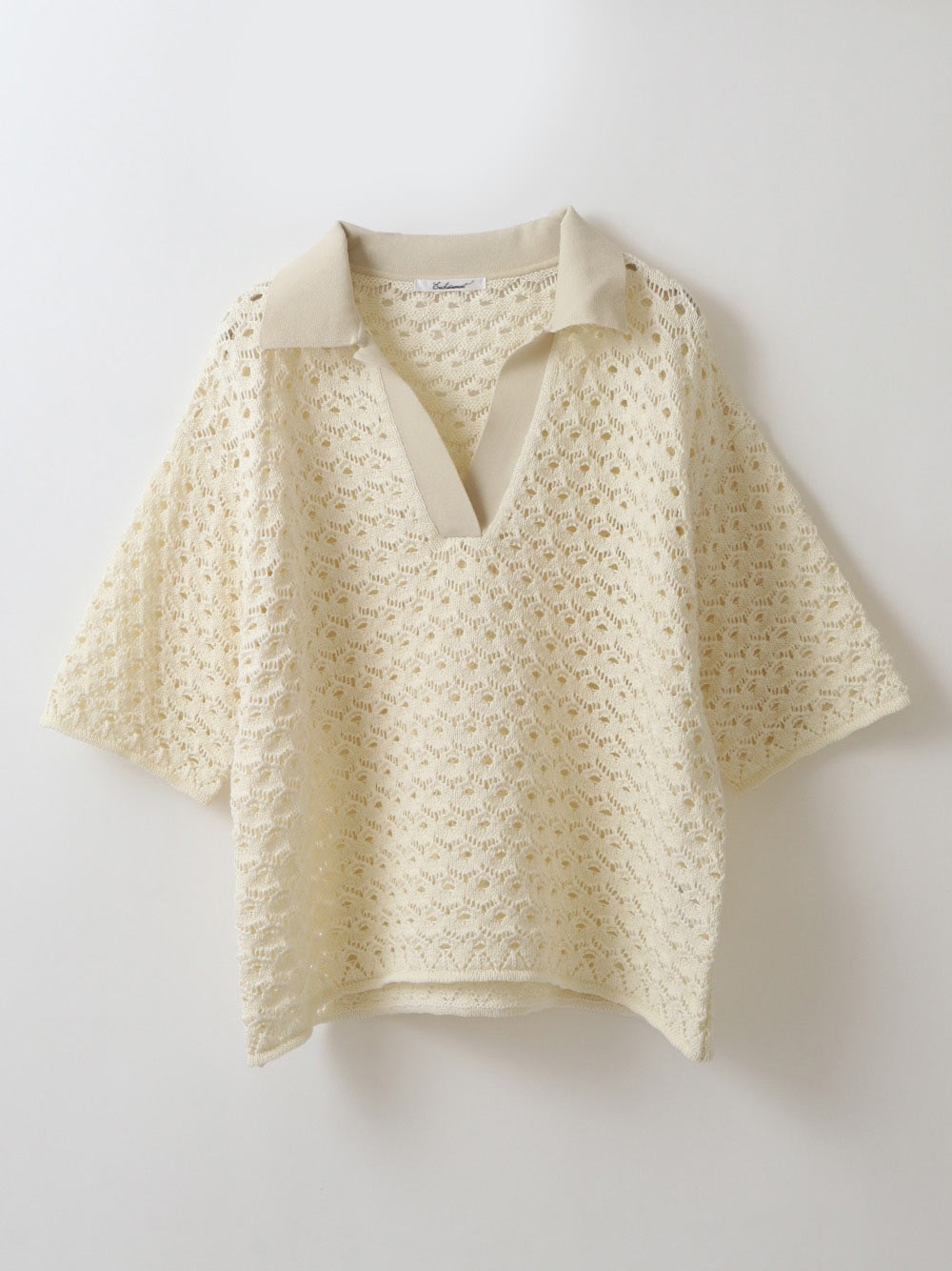 Lace Knit Polo Top(01オフホワイト-フリー)