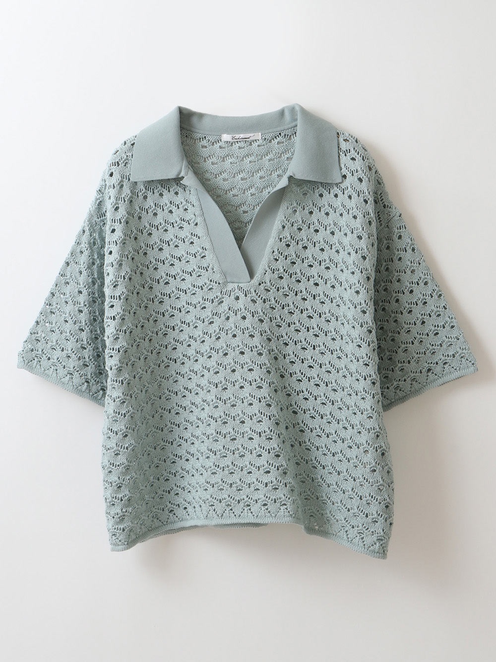 Lace Knit Polo Top(71ブルー-フリー)