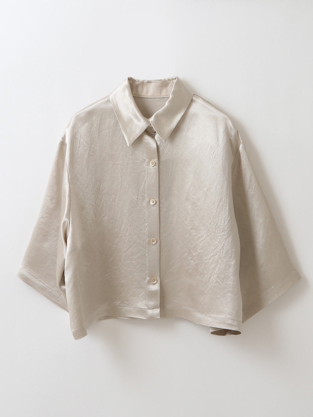 Satin Clopped Shirt(01オフホワイト-フリー)