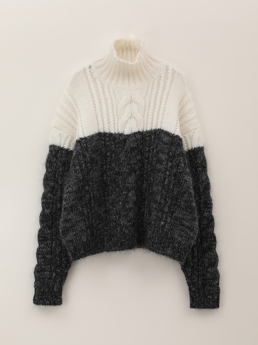 Bi Colored Cable Knit [Preorder](01オフホワイト-フリー)