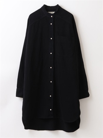 BLANC パールボタンチュニックシャツ(00ブラック-フリー)